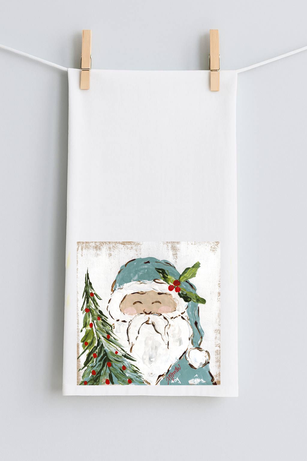 Haley Blue Santa Tea Towel