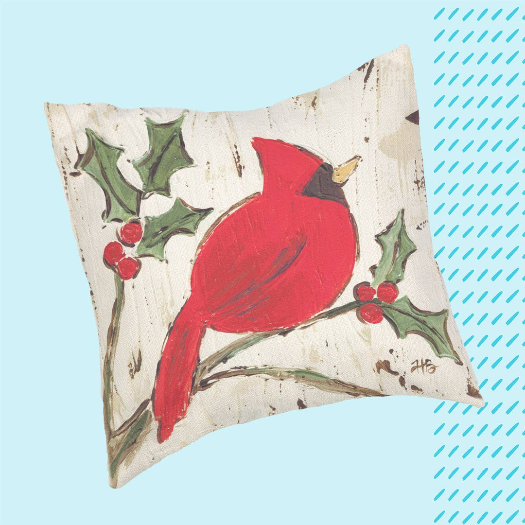 Holly Cardinal Pillow