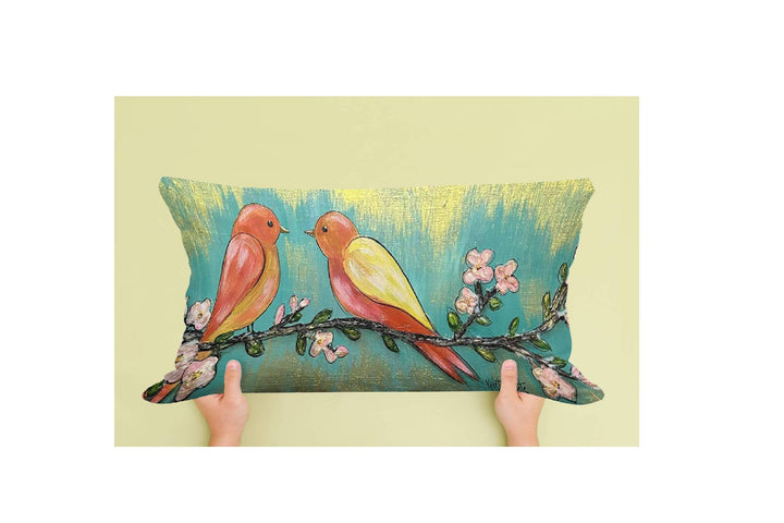 Kristie Birds on Dogwood Branch Lumbar Pillow