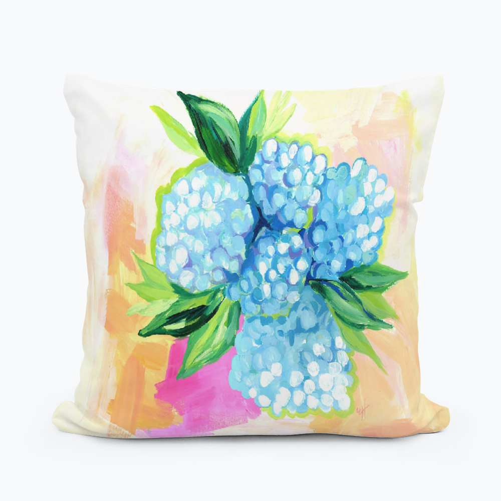 Emma Hydrangeas in Pink Square Pillow