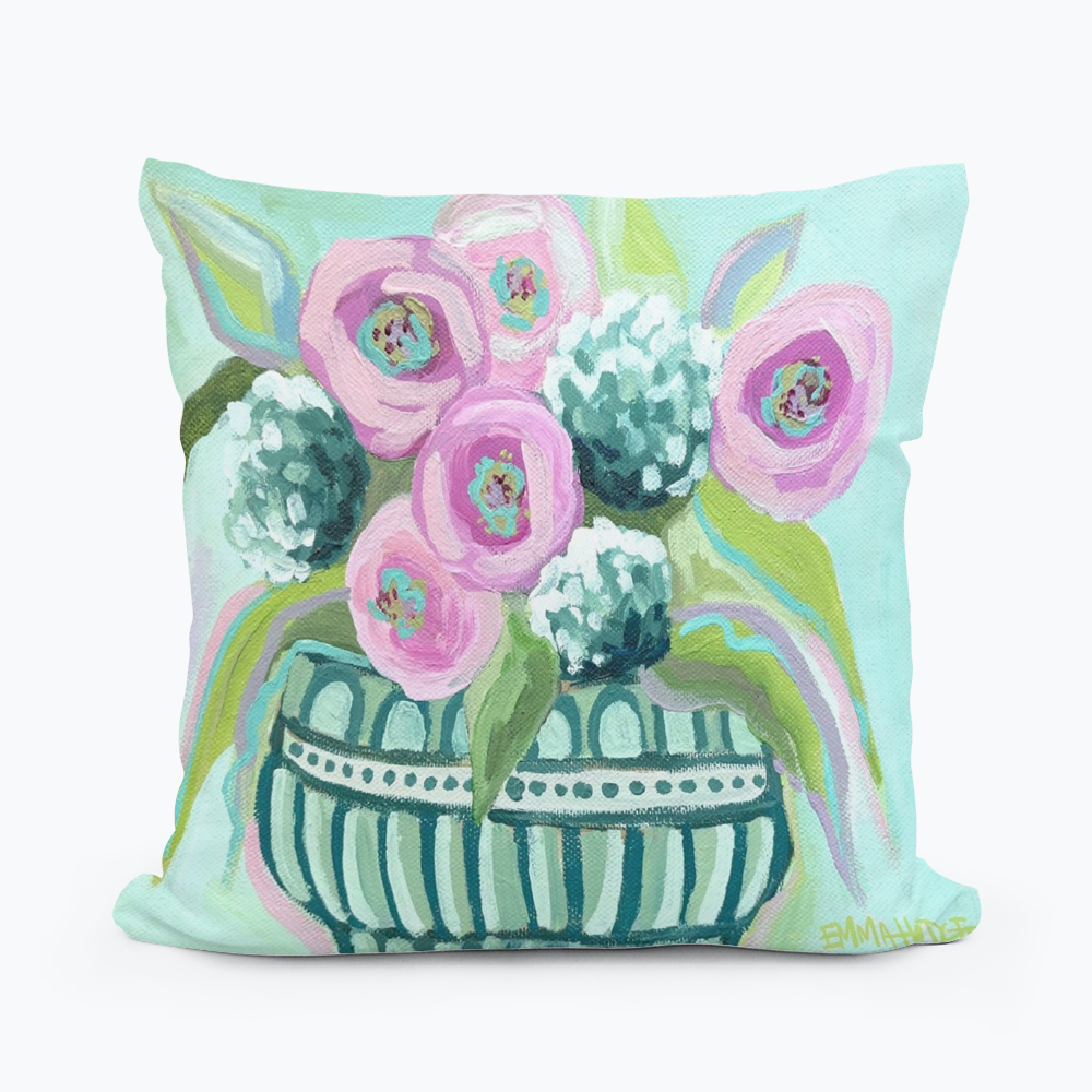 Emma Hydrangeass and Roses Square Pillow