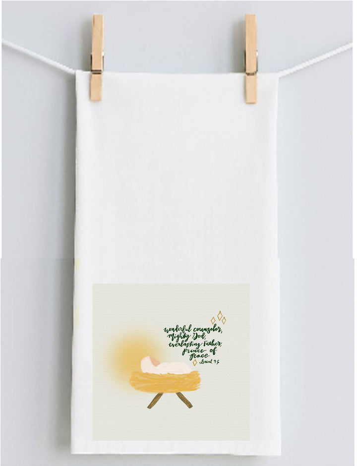Isaiah 9:6 Nativity Tea Towel