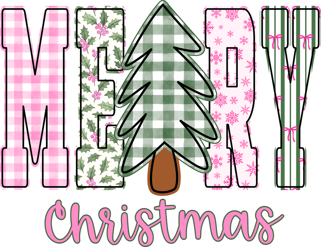 Merry Patchwork Christmas Heather Dark Green Sweatshirt