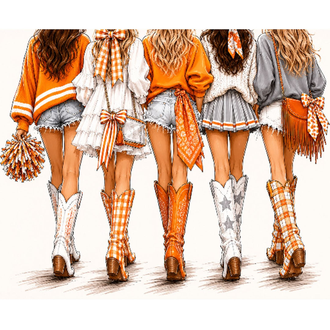 Girls in Orange and White Tee