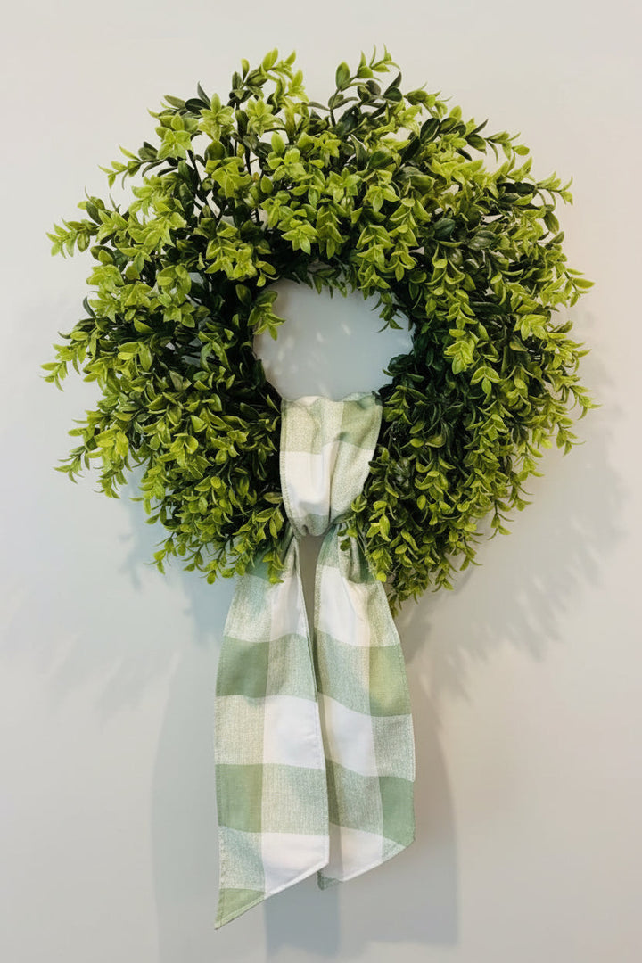 Sage Buffalo Plaid Wreath Sash