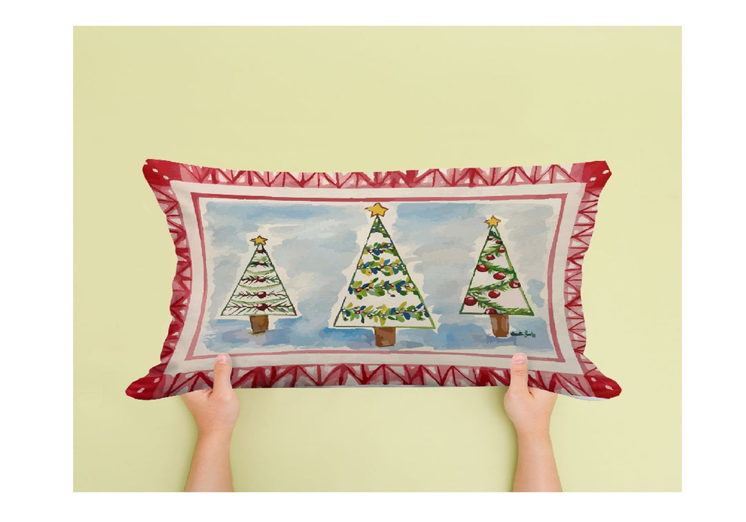 Kristie's Red Bordered Trees Pillow